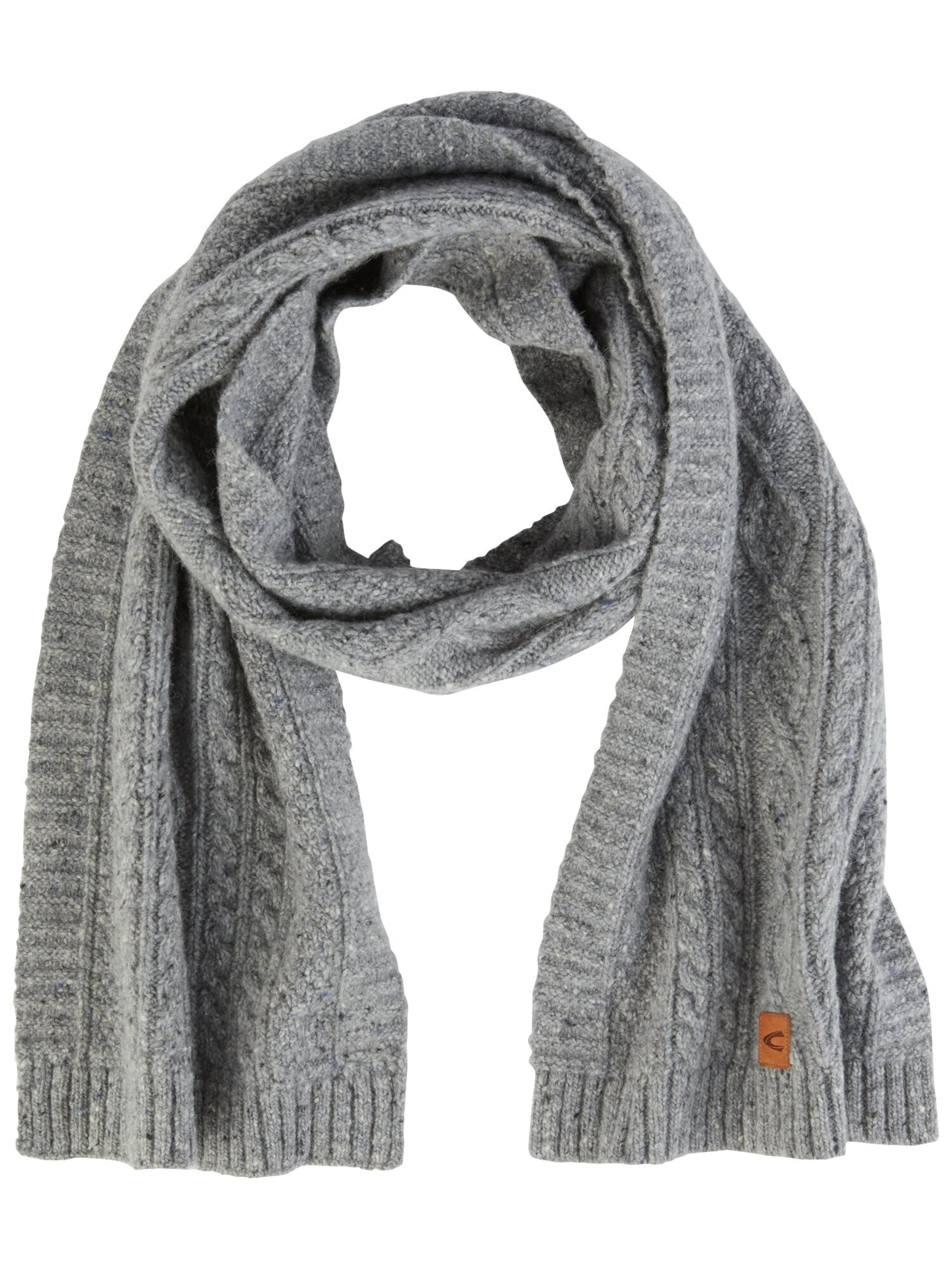 CAMEL ACTIVE Strickschal aus hochwertiger Merino- und Alpakawolle in Grau: Vorderseite