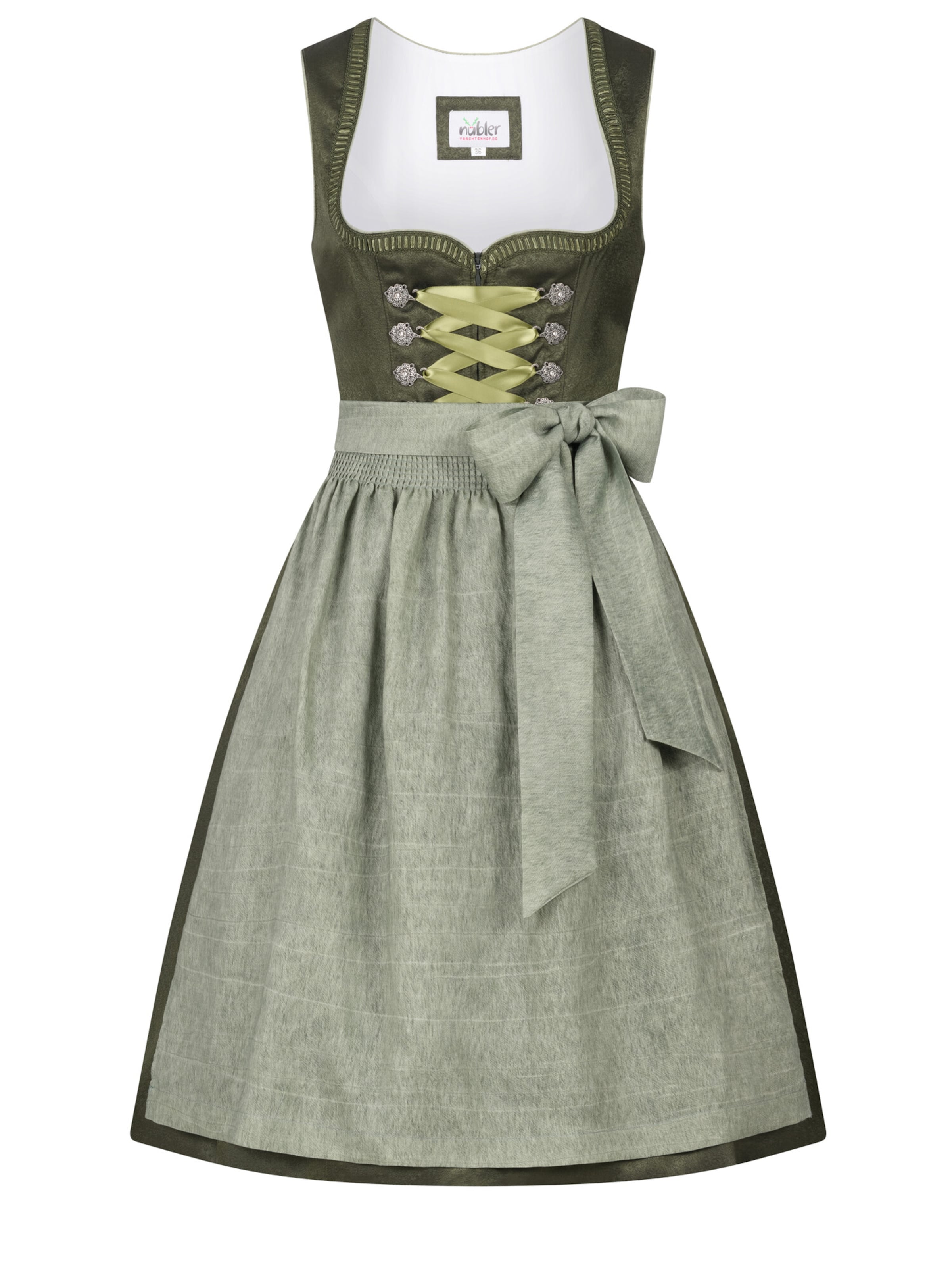 Trachtenhof Nübler Dirndl 'Dirndl midi Ginger' in Grün: Vorderseite