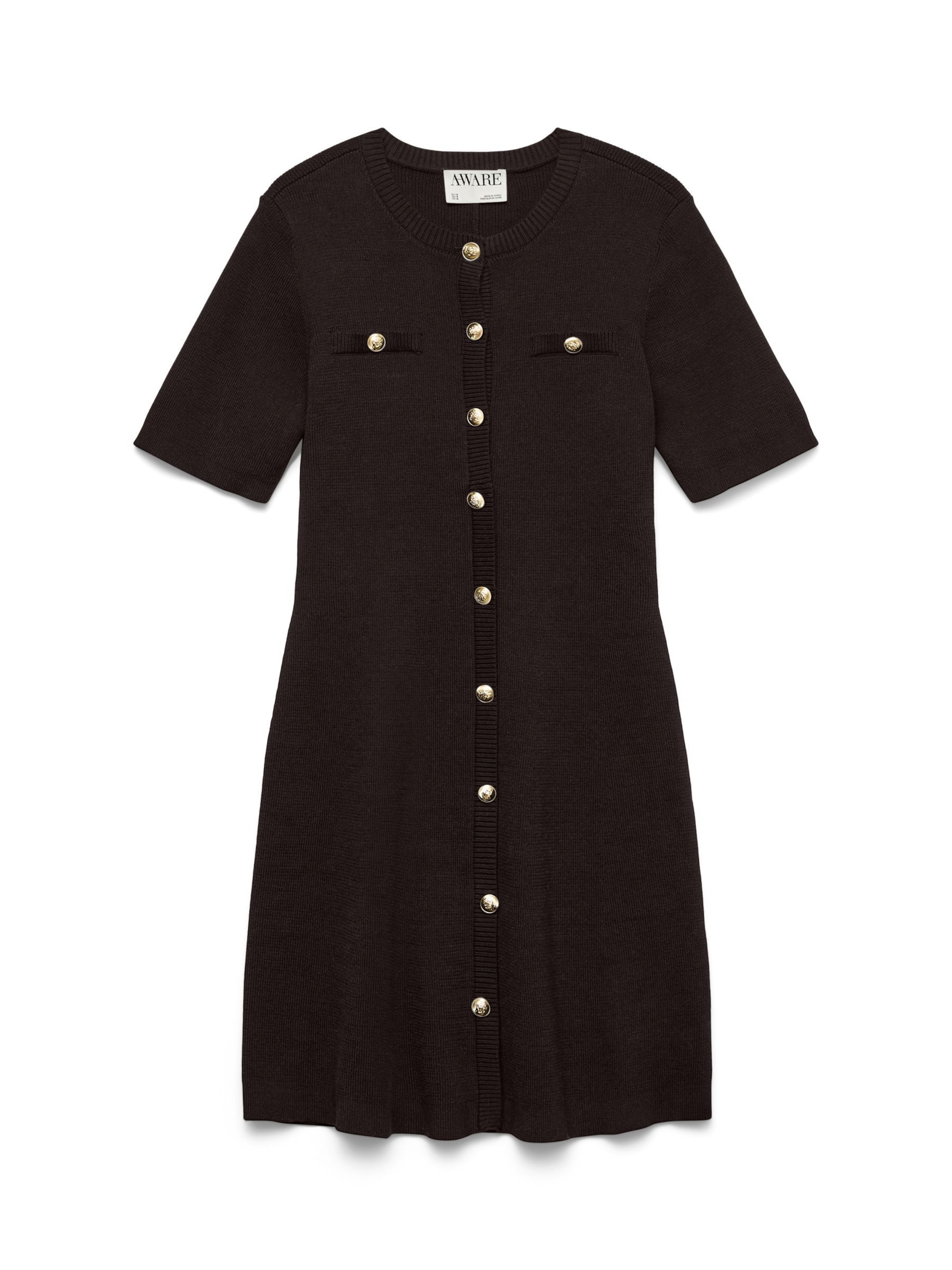 Vero Moda Curve Gebreide jurk 'AWCPicco' in Bruin: voorkant