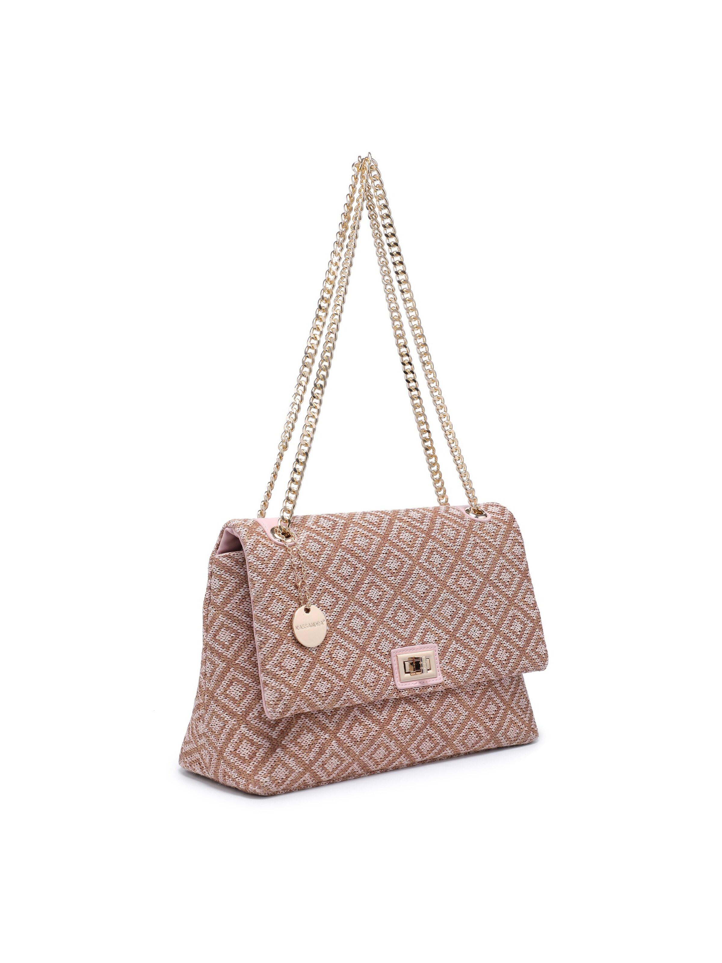 Borsa a spalla 'Borsa a Spalla Donna Amelia Plus - Jacquard Geometrico Poliestere' di Kassandra in rosa: frontale