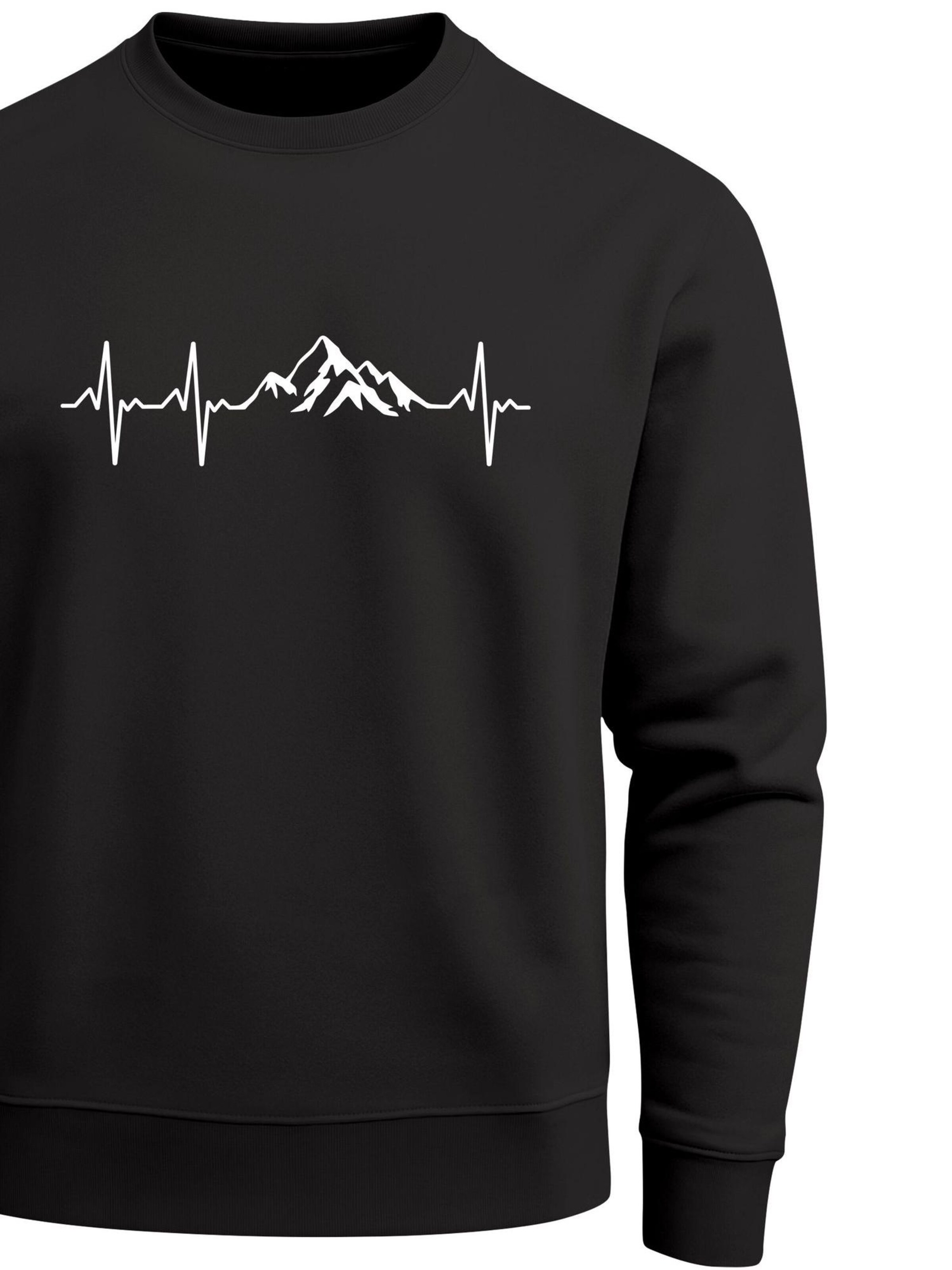 Neverless Sweatshirt 'Berg Herzschlag' in Black