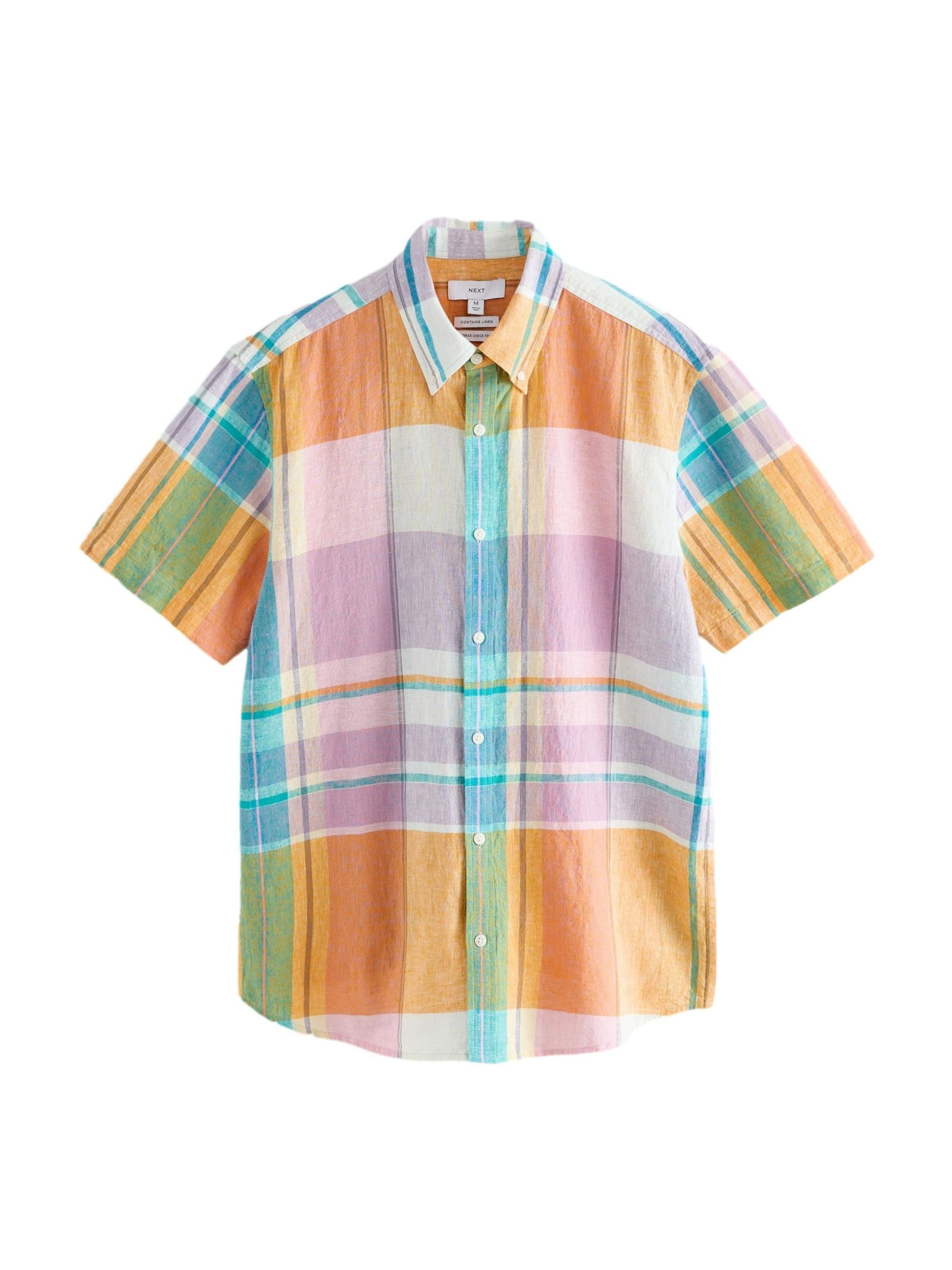 Next Button Up Shirt in XL in Aqua / Light purple / Light orange / Rose, Item view