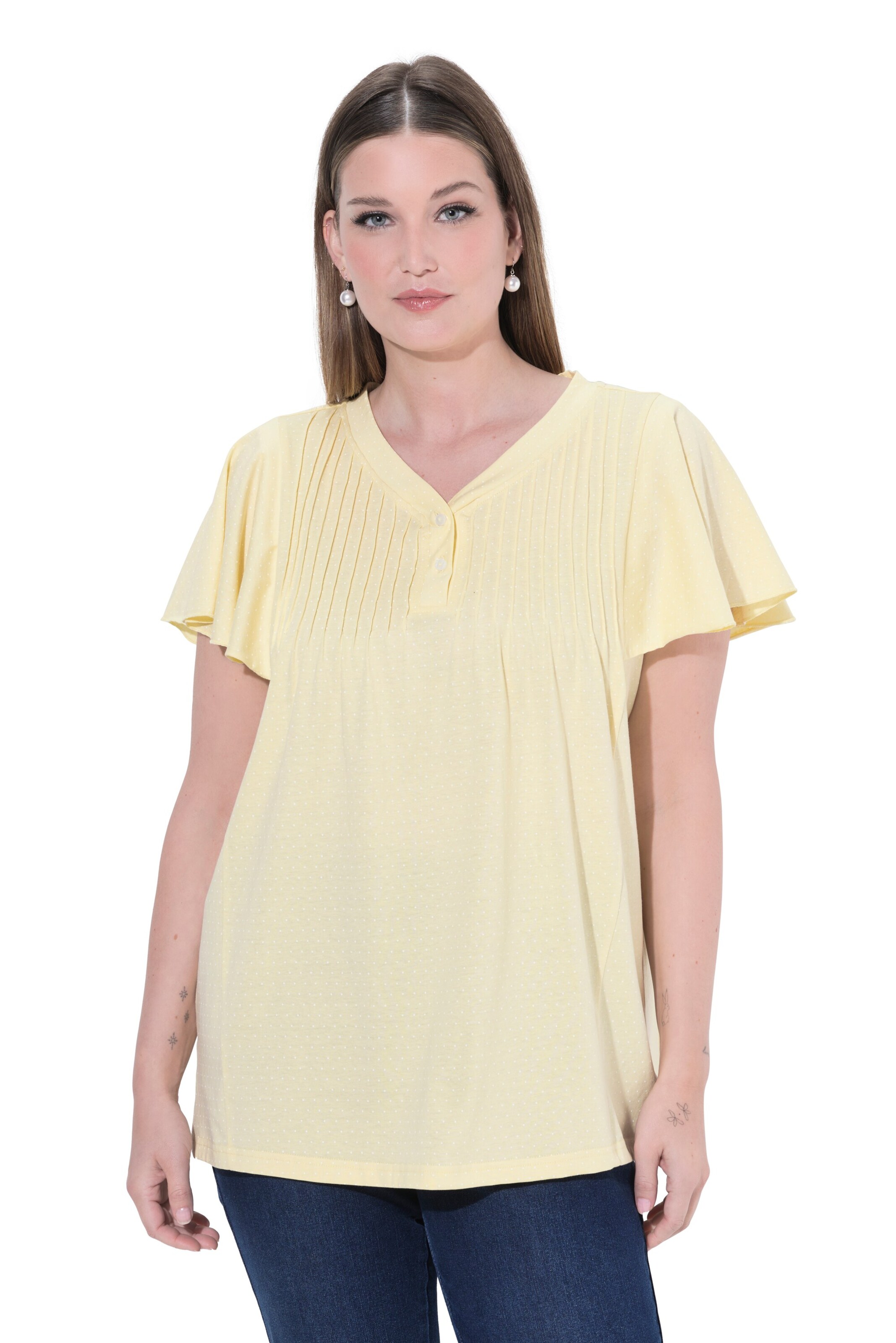 Ulla Popken Shirt in Geel: voorkant