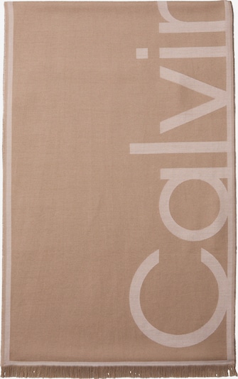 Didelis šalikas („oversize“) iš Calvin Klein, spalva – gelsvai pilka spalva / šviesiai ruda, Prekių apžvalga