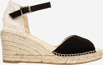 Alhamas - Sandalias con hebilla 'Alpargata Cuña 7 cm' en negro: frente