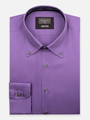 Slim fit Camicia business 'Roma Iconic Satin Man Shirt' di 7Camicie in lilla: frontale