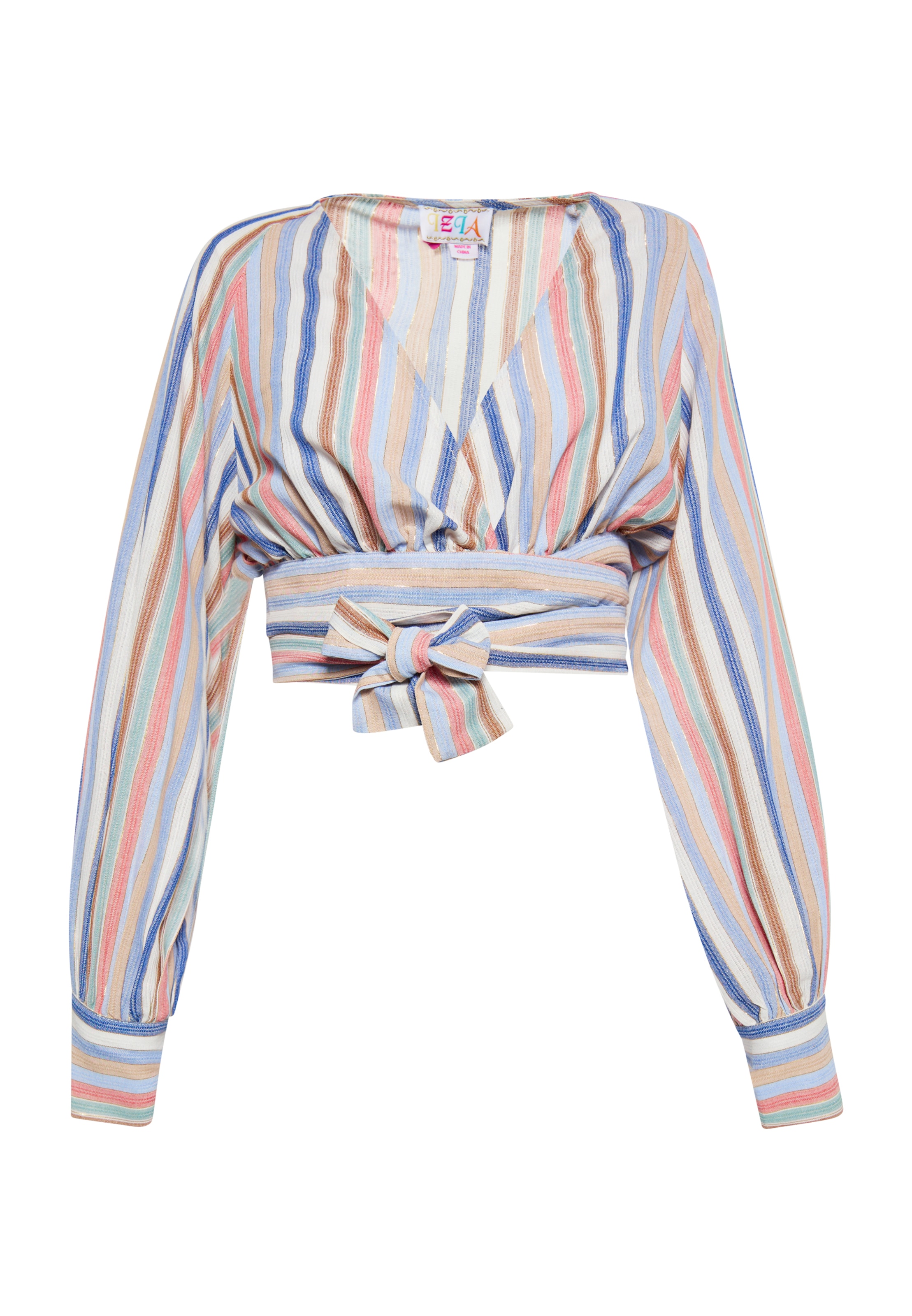 IZIA Bluse i beige / koboltblåt / mint / pastelrød, Produktvisning