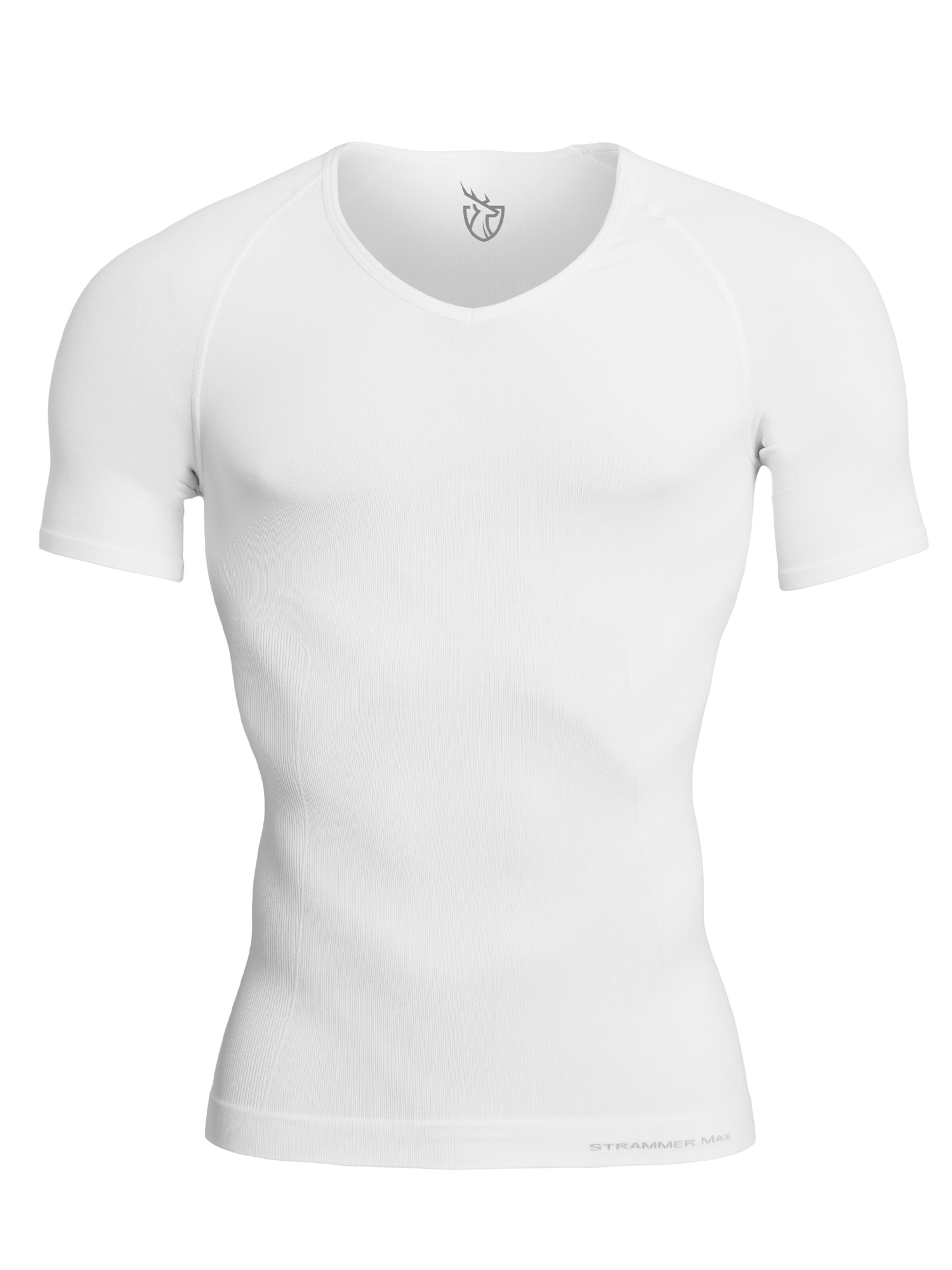 Strammer Max Performance Shirt 'Compression Deep V-Neck' in White: front