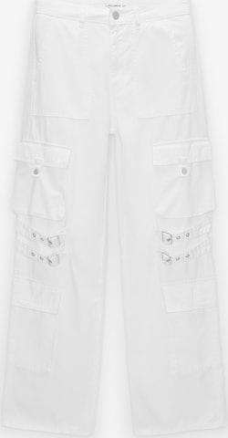 Loosefit Pantaloni eleganți de la Pull&Bear pe alb: față