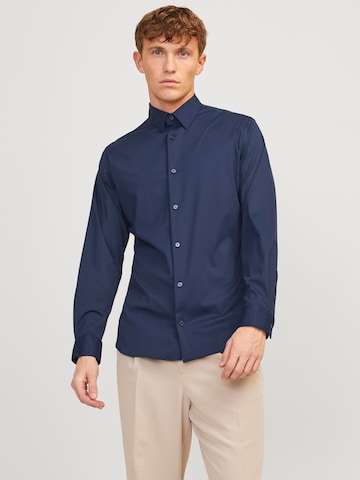 JACK & JONES Slim fit Button Up Shirt 'Active' in Blue: front