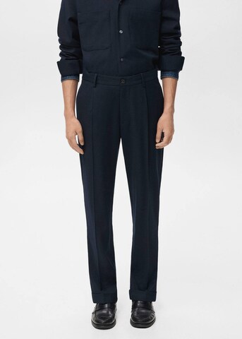 MANGO MAN Regular Pleat-Front Pants 'Milton' in Blue