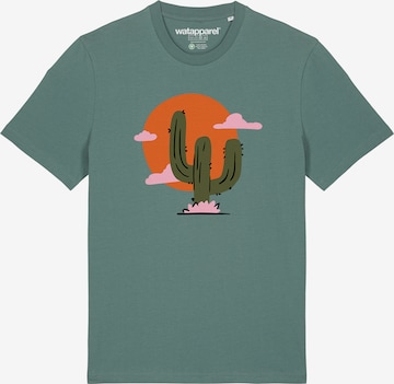T-Shirt 'Kaktus Im Sonnenuntergang' Watapparel en vert : devant