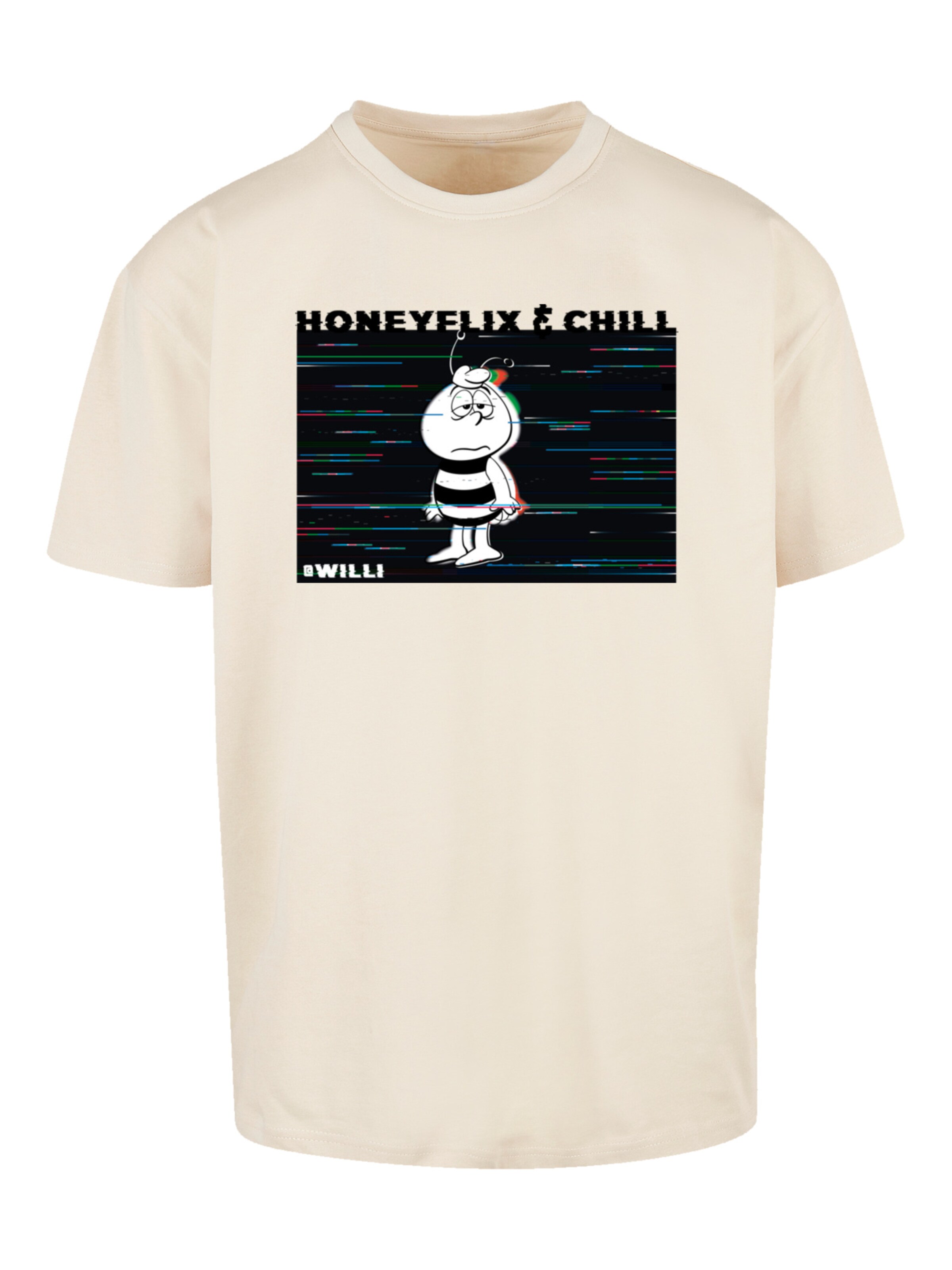 T-Shirt 'Honeyflix and Chill' F4NT4STIC en beige : devant