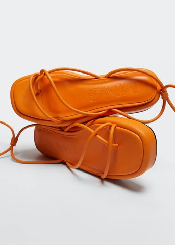 MANGO T-Bar Sandals 'Tube' in Orange