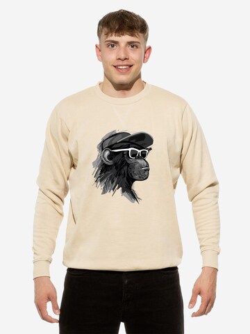 Cotton Prime Sweatshirt 'Cool Monkey mit Brille' in Beige: voorkant