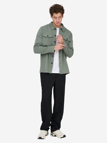 Only & Sons Regular fit Button Up Shirt 'Newkodyl' in Green