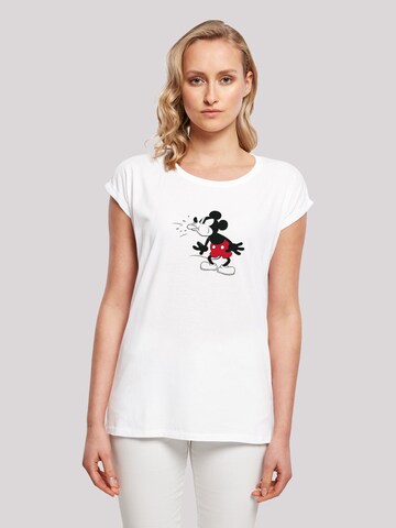 F4NT4STIC Shirt ' Disney Mickey Mouse Tongue' in Wit: voorkant