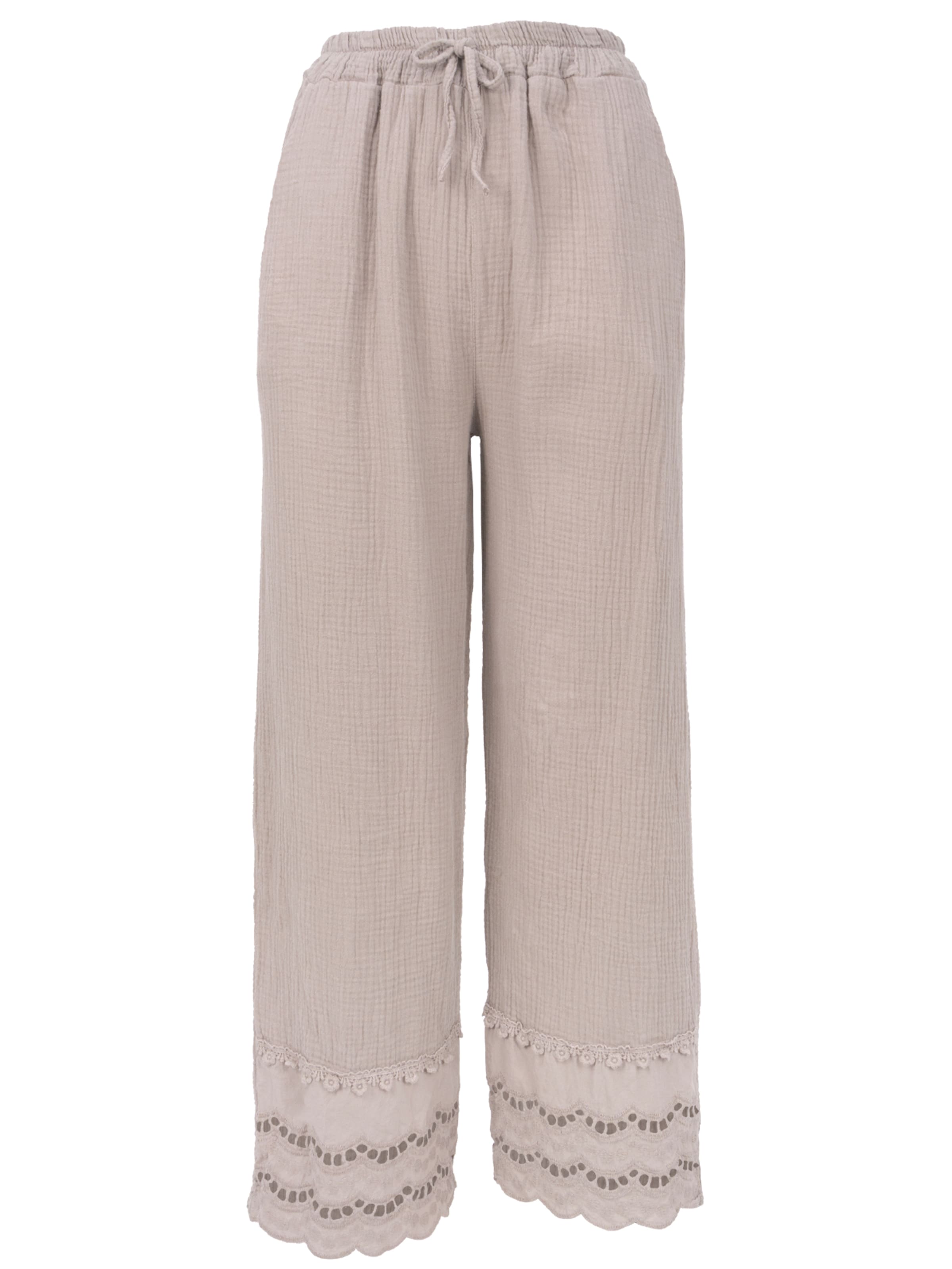 Seasons of April Wide leg Broek 'Ines' in Bruin: voorkant