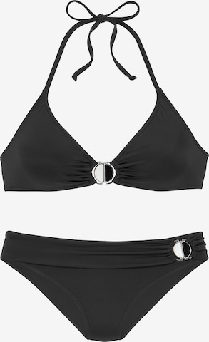JETTE Triangel Bikini in Zwart: voorkant