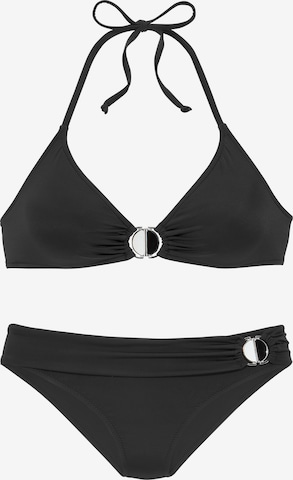 JETTE Trojúhelníková Bikiny – černá: přední strana