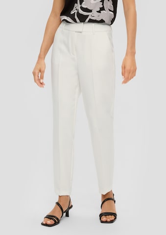 s.Oliver BLACK LABEL Tapered Trousers in White: front