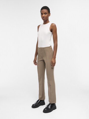 OBJECT Flared Pleat-Front Pants 'Iva Lisa' in Brown