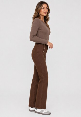 Elara Wide leg Jeans in Brown