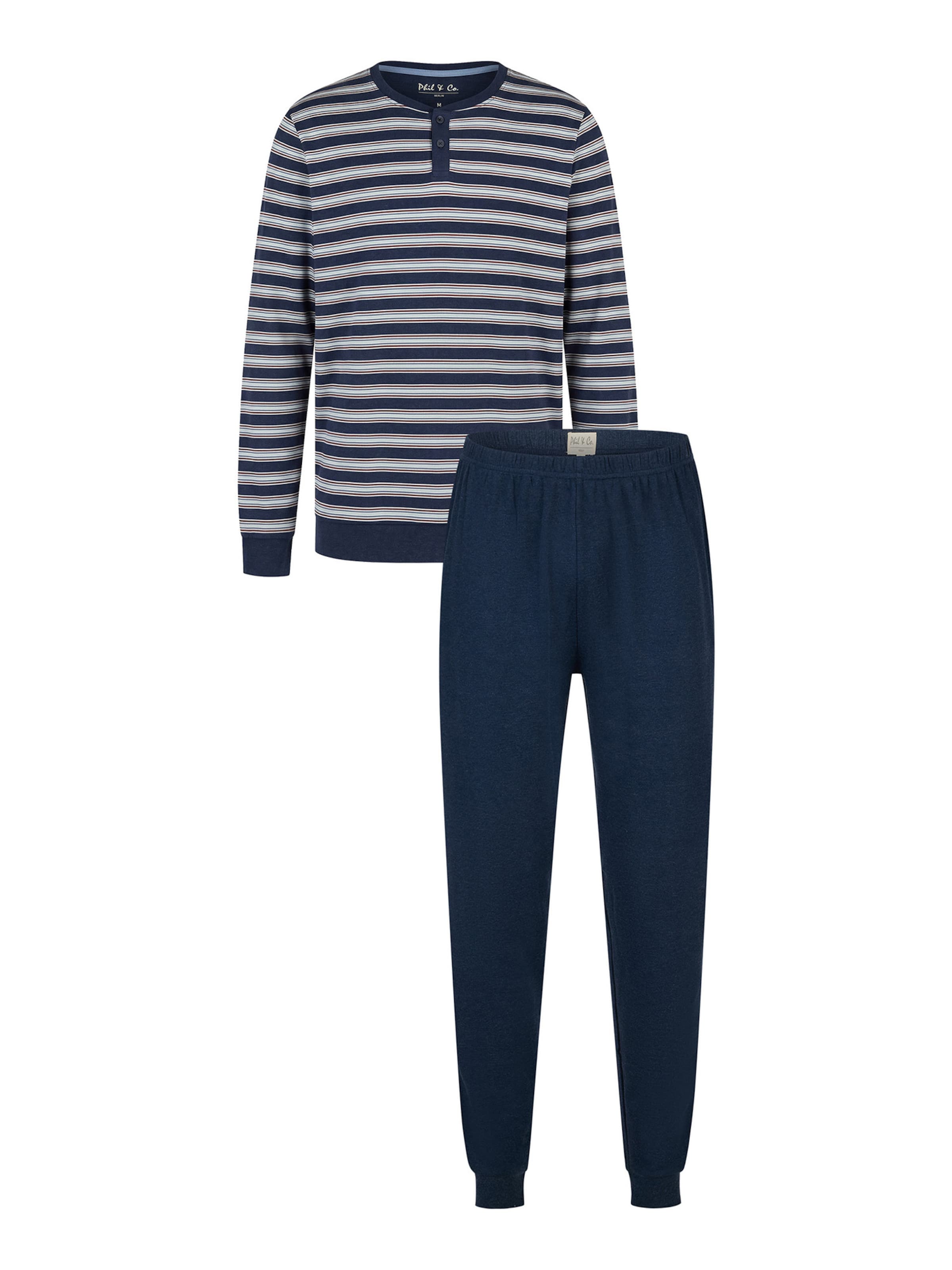 Phil & Co. Berlin Pyjama ' Soft and Cozy ' in Blau: Vorderseite