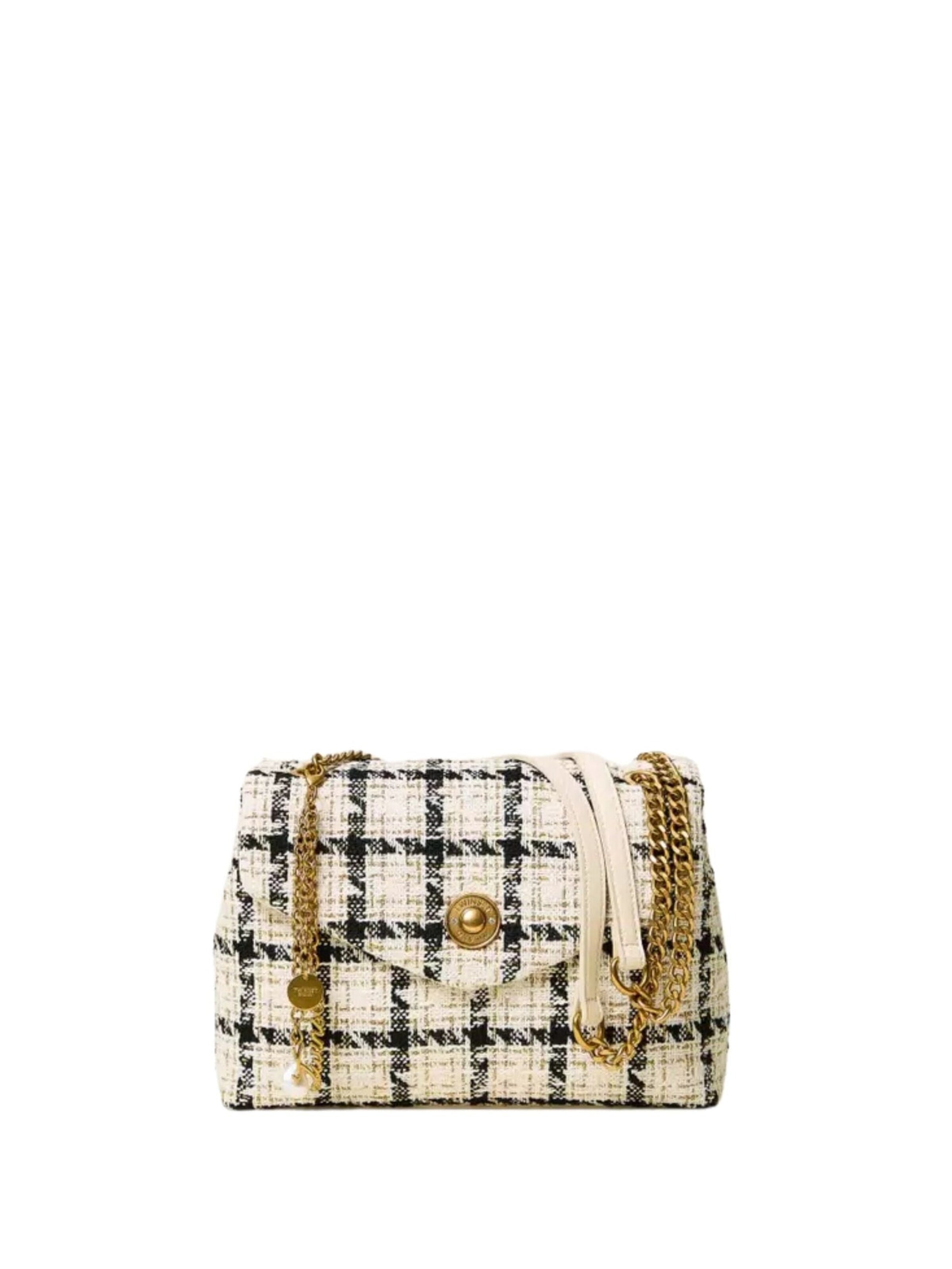 Borsa a tracolla 'Bouclé Check Crossbody Bag' di Twinset in bianco: frontale