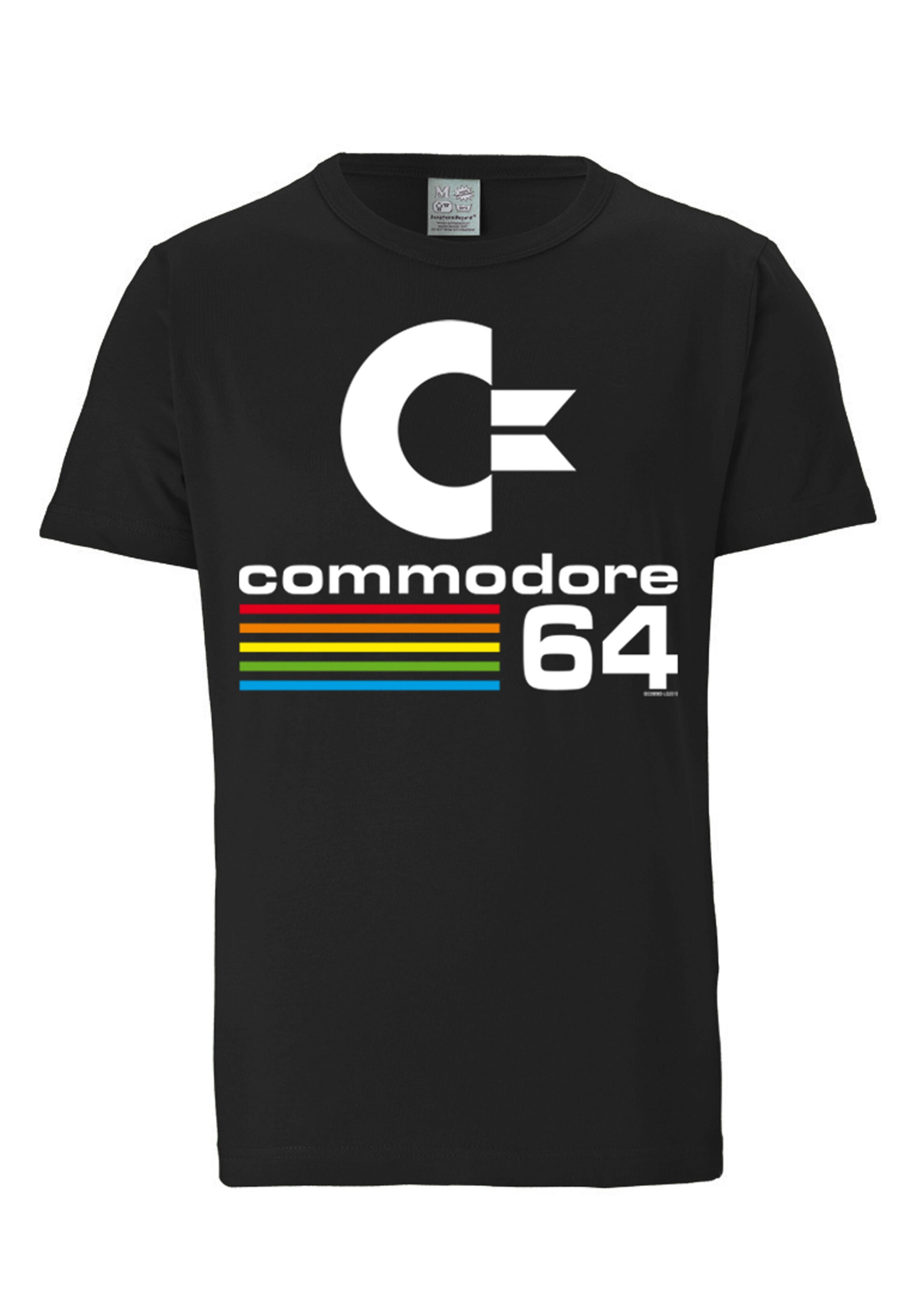 LOGOSHIRT Shirt 'Commodore C64' in Black: front