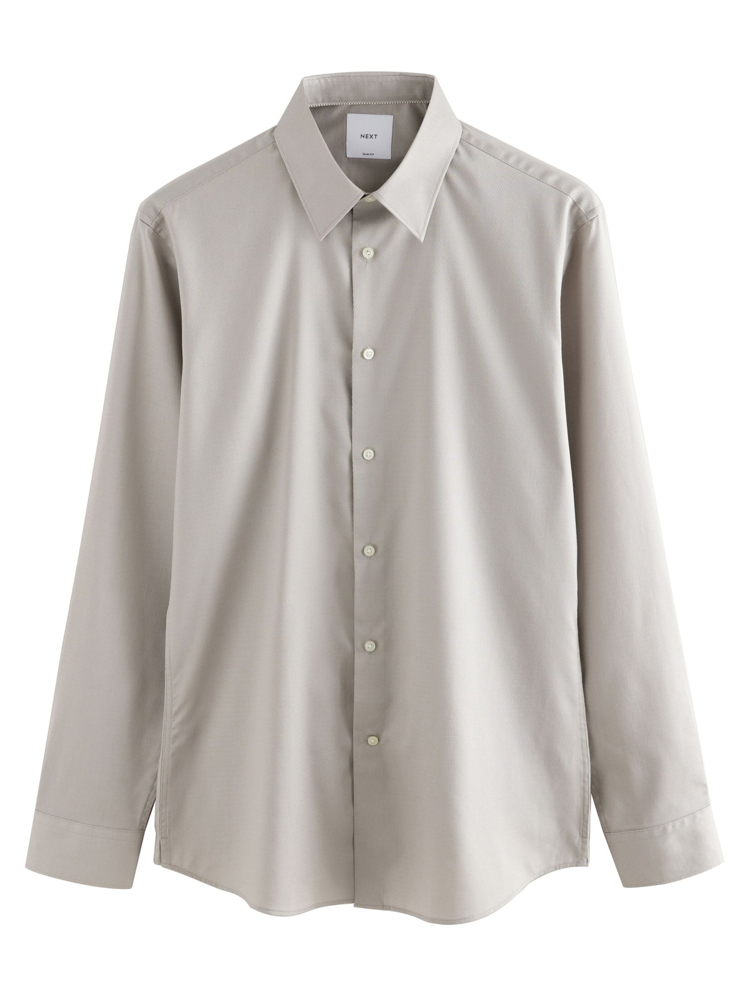 Next Slim fit Button Up Shirt in Beige: front