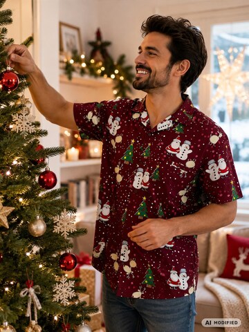 Regular fit Camicia 'Christmas Buddies' di King Kameha in rosso