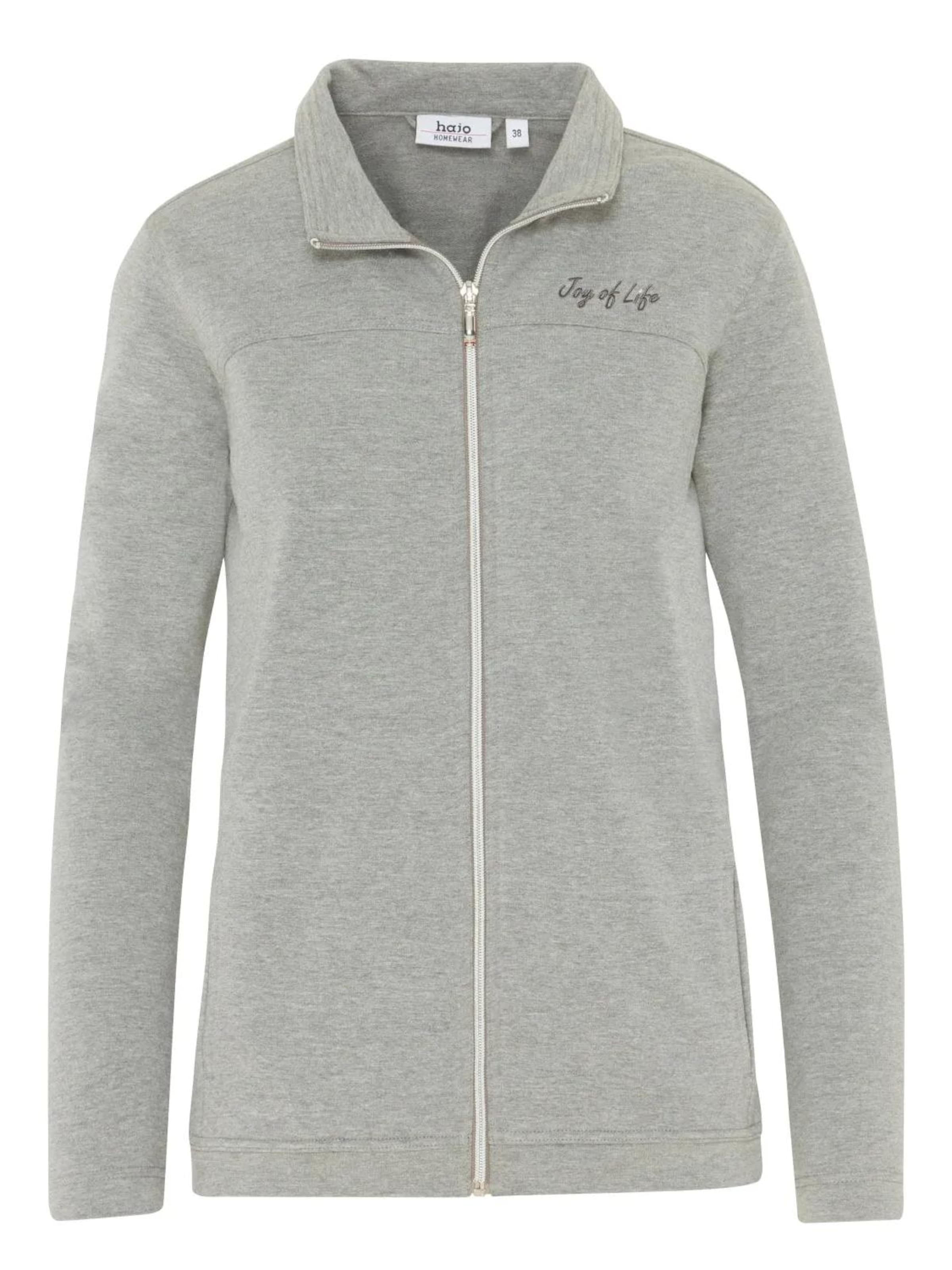 HAJO Zip-Up Hoodie 'Damen Freizeitjacke Premium Komfort' in Grey: front