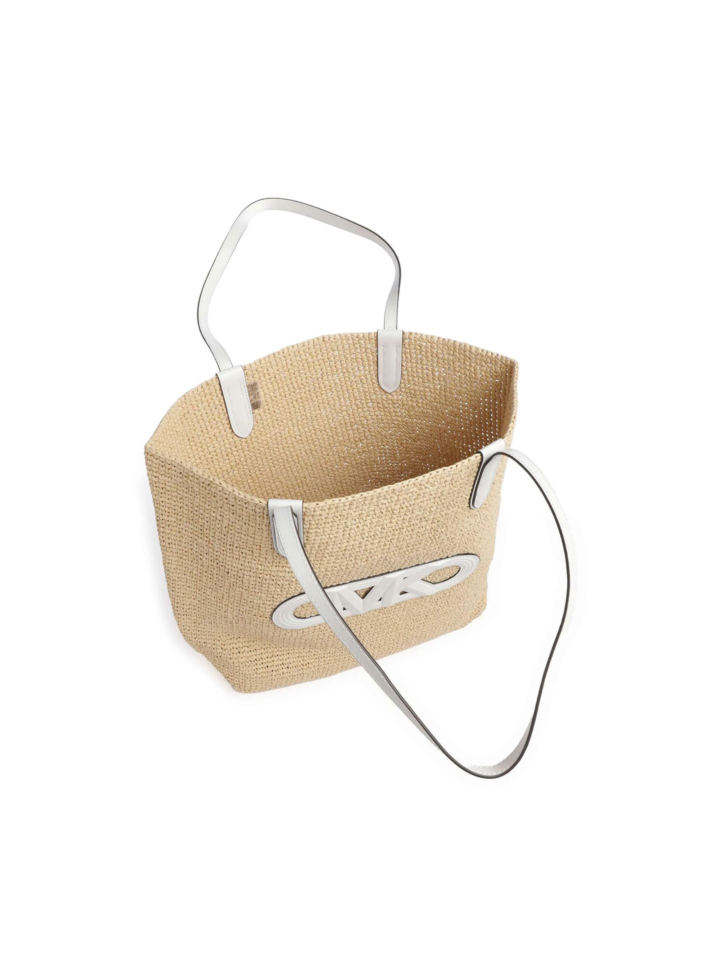 Michael Kors Strandtasche 'Eliza Extra-Large Empire Logo Straw Tote Bag'‌‌‌‌‌‌‌ in Beige