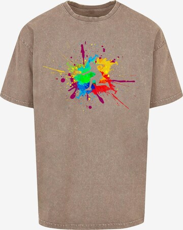 Merchcode T-Shirt 'Color Splash Player' in Braun: predná strana