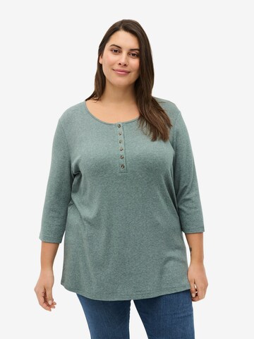 Camicia da donna 'ESARA' di Zizzi in verde: frontale