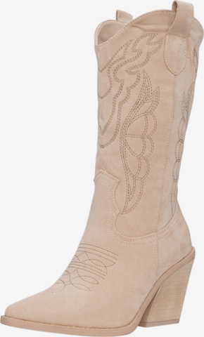 Salinyang Cowboy Boots in Beige: front
