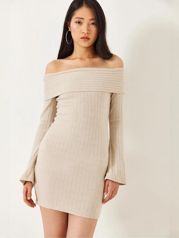 Bianco Lucci Gebreide jurk in Beige: voorkant