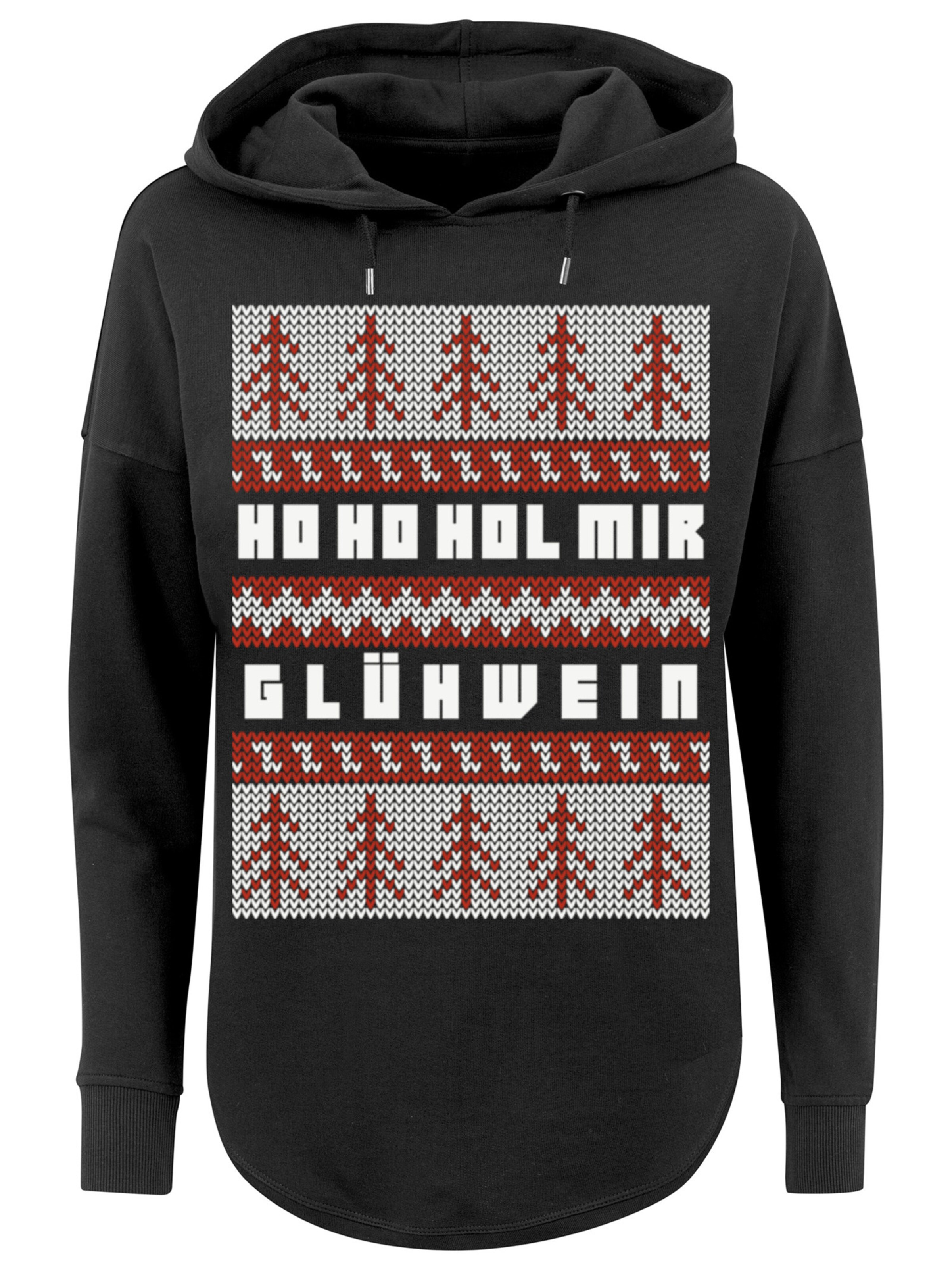 Sweat-shirt 'Ho Ho Hol mir Glühwein Weihnachten' F4NT4STIC en noir : devant