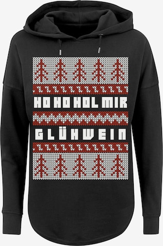 Sweat-shirt 'Ho Ho Hol mir Glühwein Weihnachten' F4NT4STIC en noir : devant