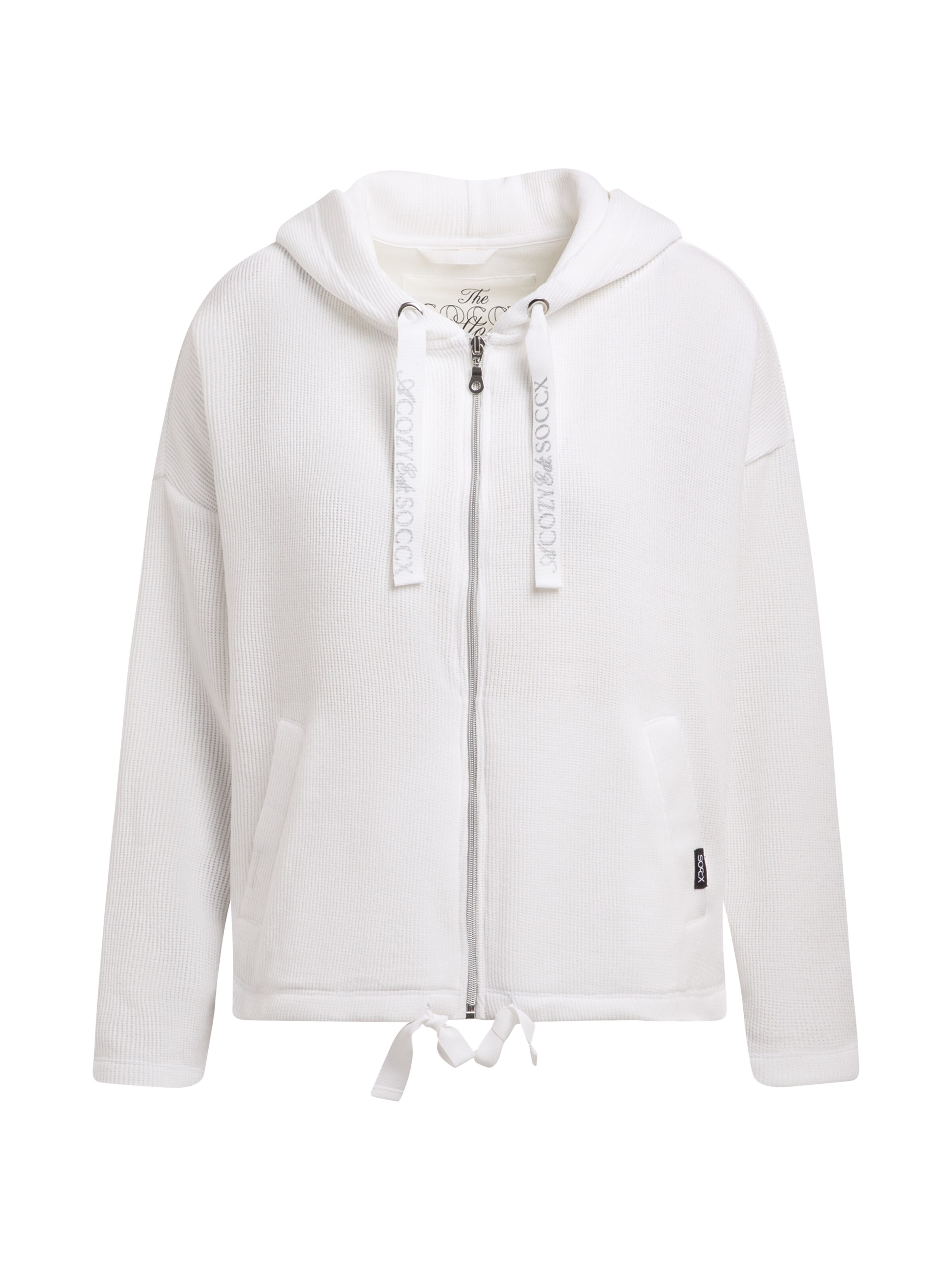 Soccx Oversize Sweatjacke aus Ripp Samt mit Kapuze in XS in weiß, Produktansicht