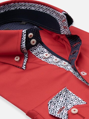 Slim fit Camicia 'Marco Polo Iconic Satin Man Shirt White' di 7Camicie in rosso