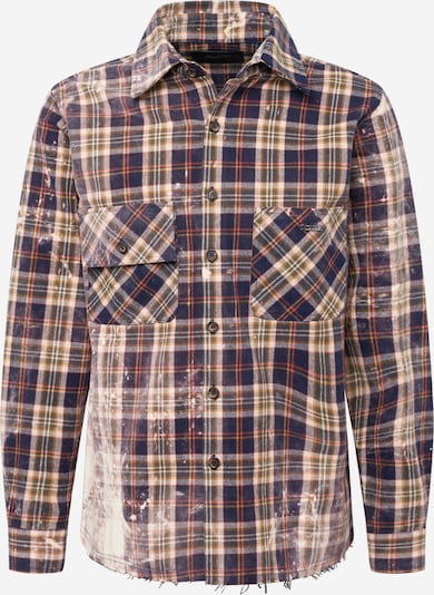 Marškiniai 'Dita' iš MOUTY, spalva – tamsiai mėlyna / ruda / alyvuogių spalva / oranžinė, Prekių apžvalga