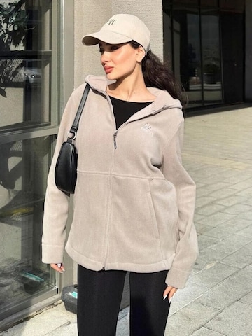 Tommy Life Fleece jas in Beige: voorkant
