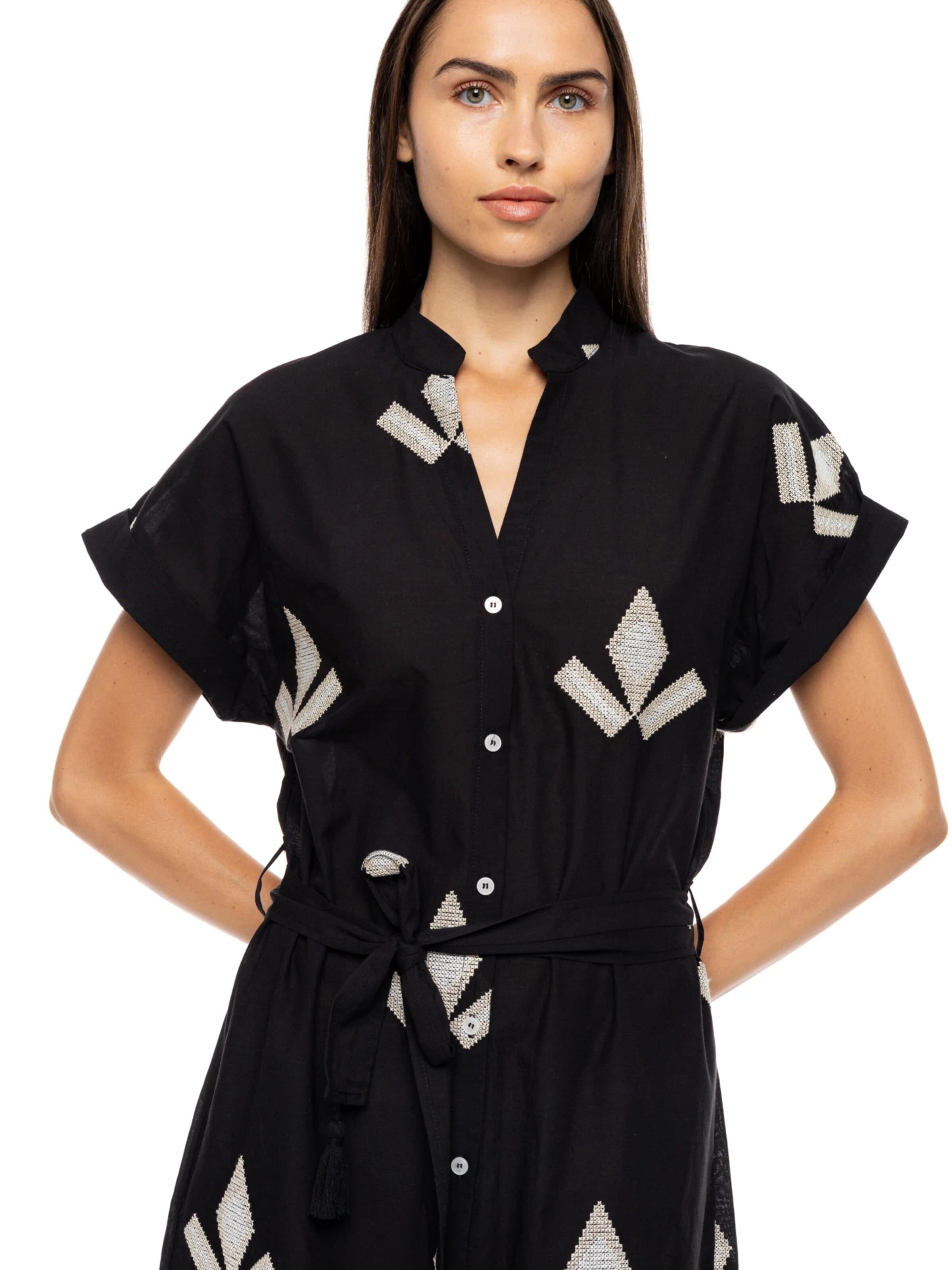 Pink Label - Vestido de verano 'BEACHWEAR MAROCCO EMBRODERY' en negro