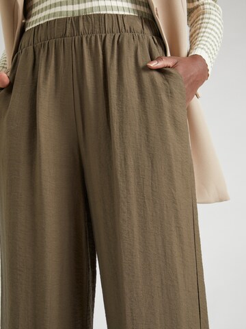 PIECES Wide leg Trousers 'NIKO' in Green