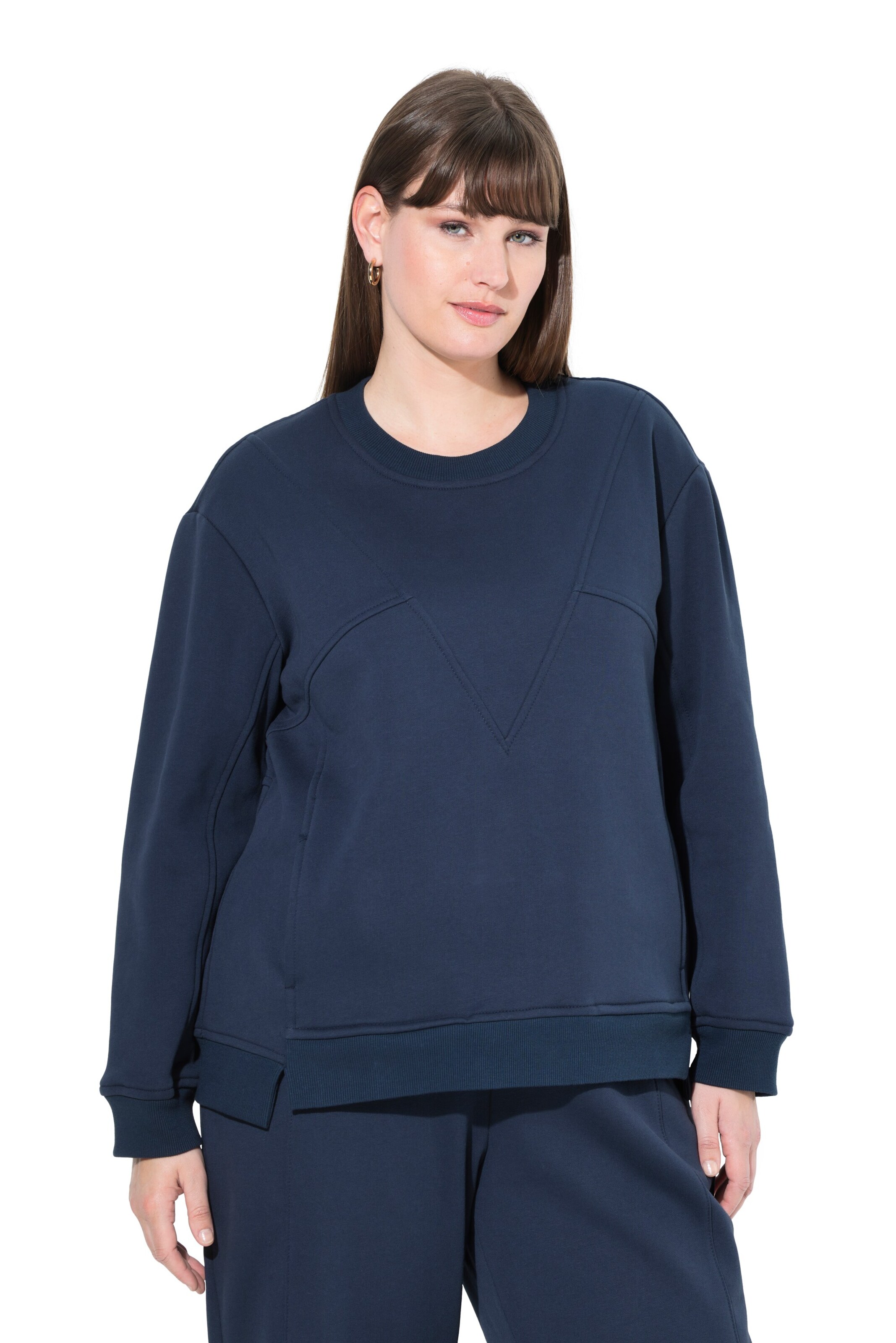 Sweat-shirt Ulla Popken en bleu : devant