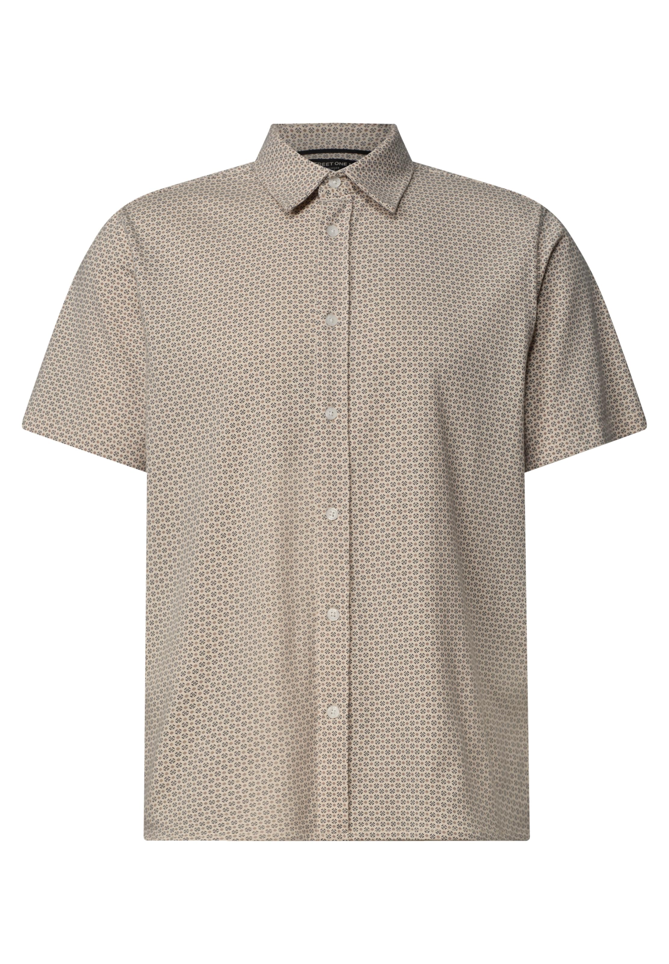 Street One MEN Kurzarm Hemd mit Print in 46-47 in beige, Produktansicht