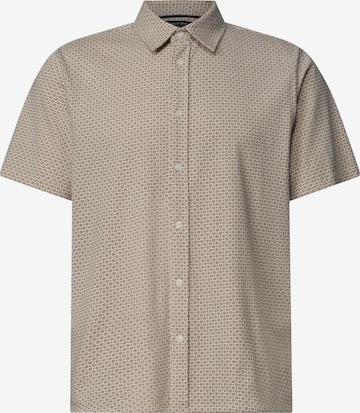 Street One MEN Regular Fit Kurzarm Hemd mit Print in Beige: Vorderseite