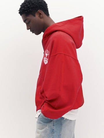 Pull&Bear Sweat jacket 'STWD' in Red